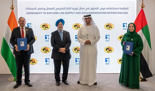 ADNOC and GAIL of India to explore LNG supply and decarbonisation opportunities The Agreement Was Exchanged Between Sandeep Kumar Gupta, Chairman And Managing Director, GAIL (India) Ltd And Fatema Al Nuaimi, CEO ADNOC LNG In The Presence Of His Excellency Dr. Sultan Ahmed Al J (1)